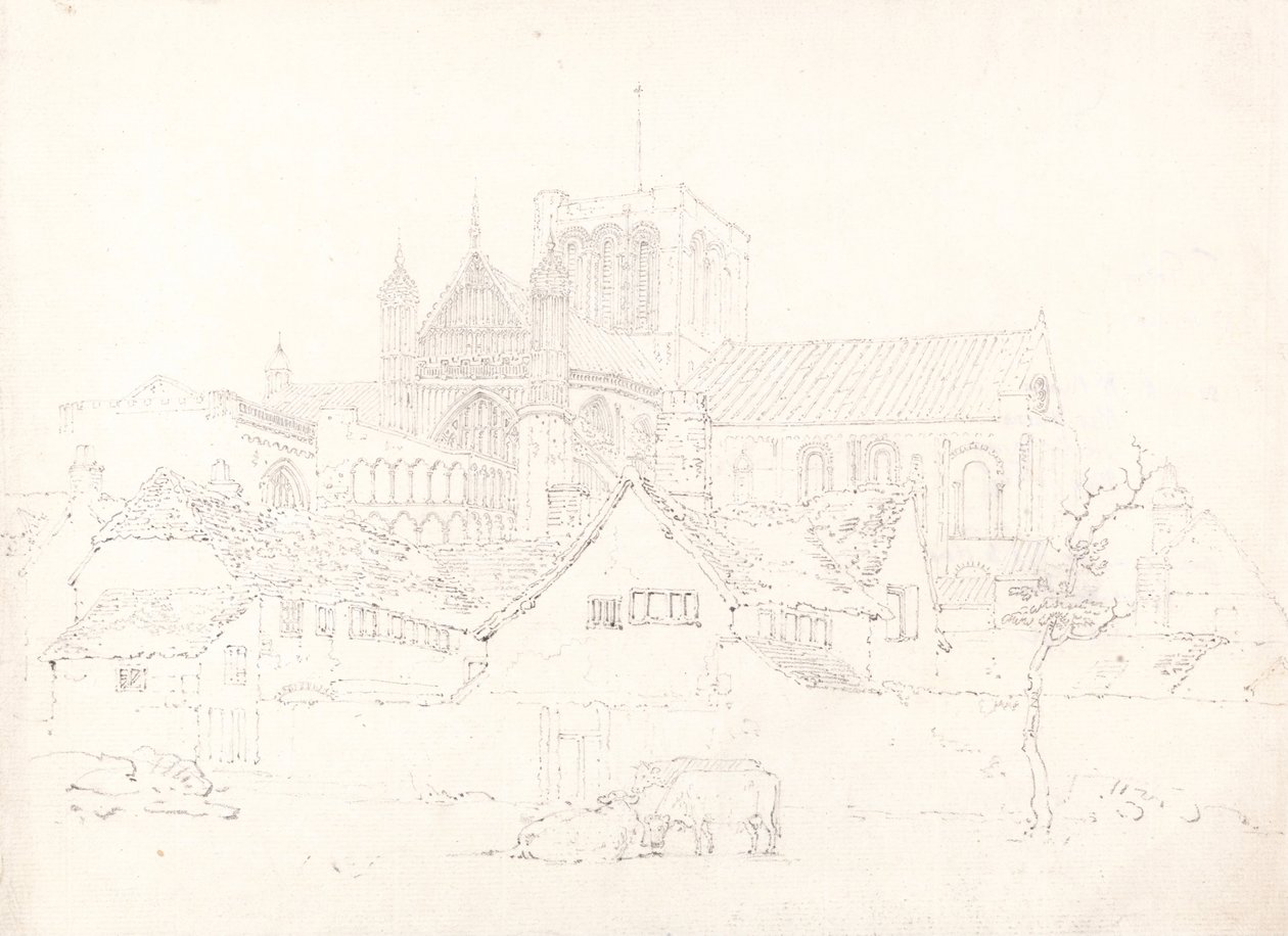 Katedra w Winchester w Hampshire, od północnego wschodu autorstwa Thomas Girtin