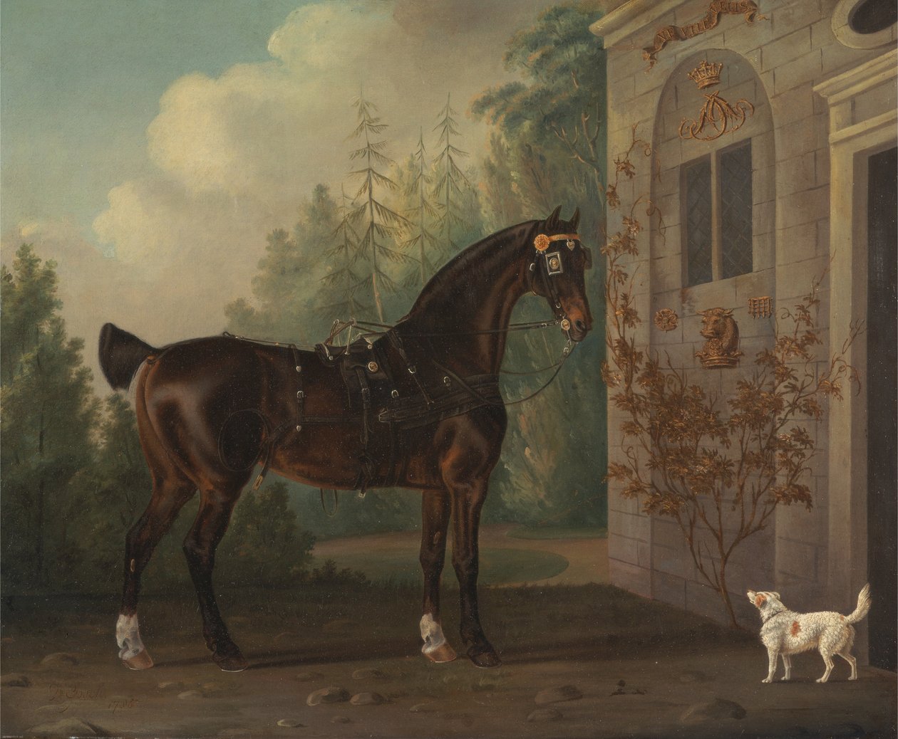 Lord Abergavenny Dark Bay Carriage Koń z terierem autorstwa Thomas Gooch