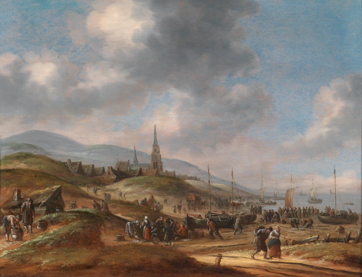 Widok na plażę w Scheveling autorstwa Thomas Heeremans