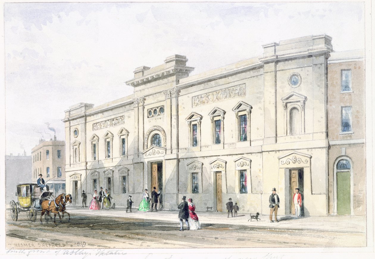 Teatr Nowego Frontu Astleya, ok. 1846 (wc na papierze) autorstwa Thomas Hosmer Shepherd