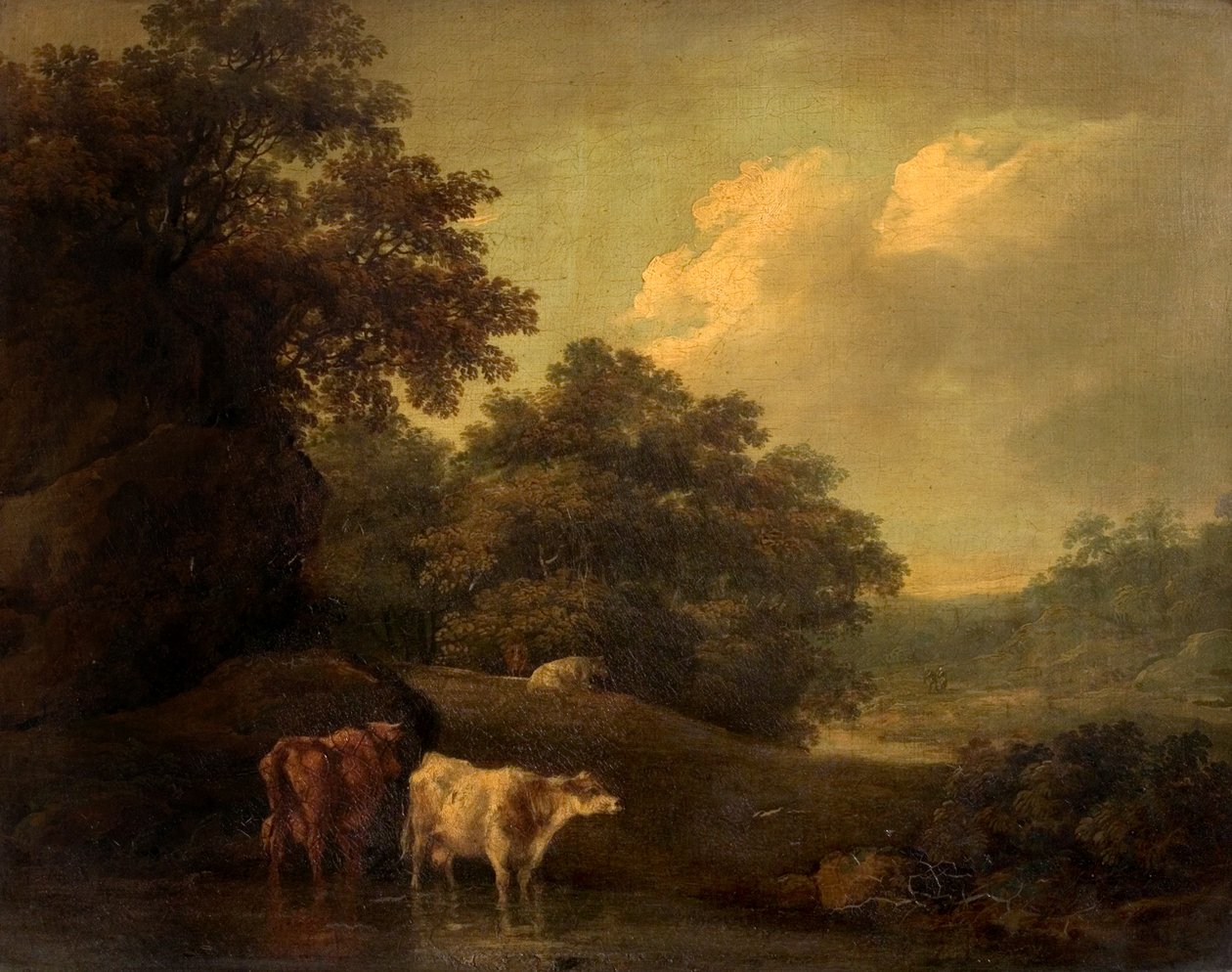 Krajobraz z bydłem, XIX w. autorstwa Thomas Jones Barker