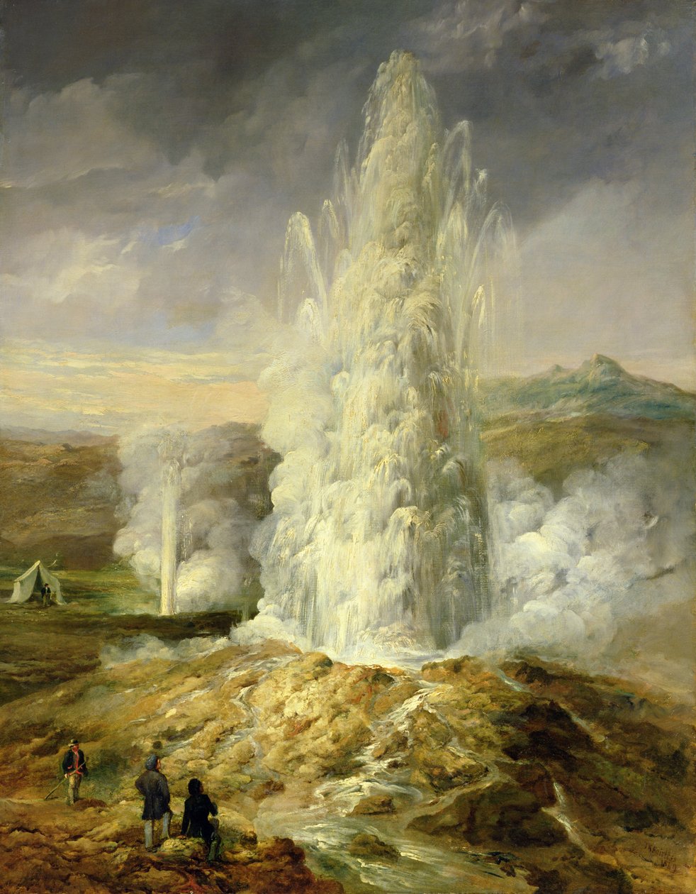 Wielki Geysir, Południowa Islandia, 1849 r. autorstwa Thomas Kerr Fairless