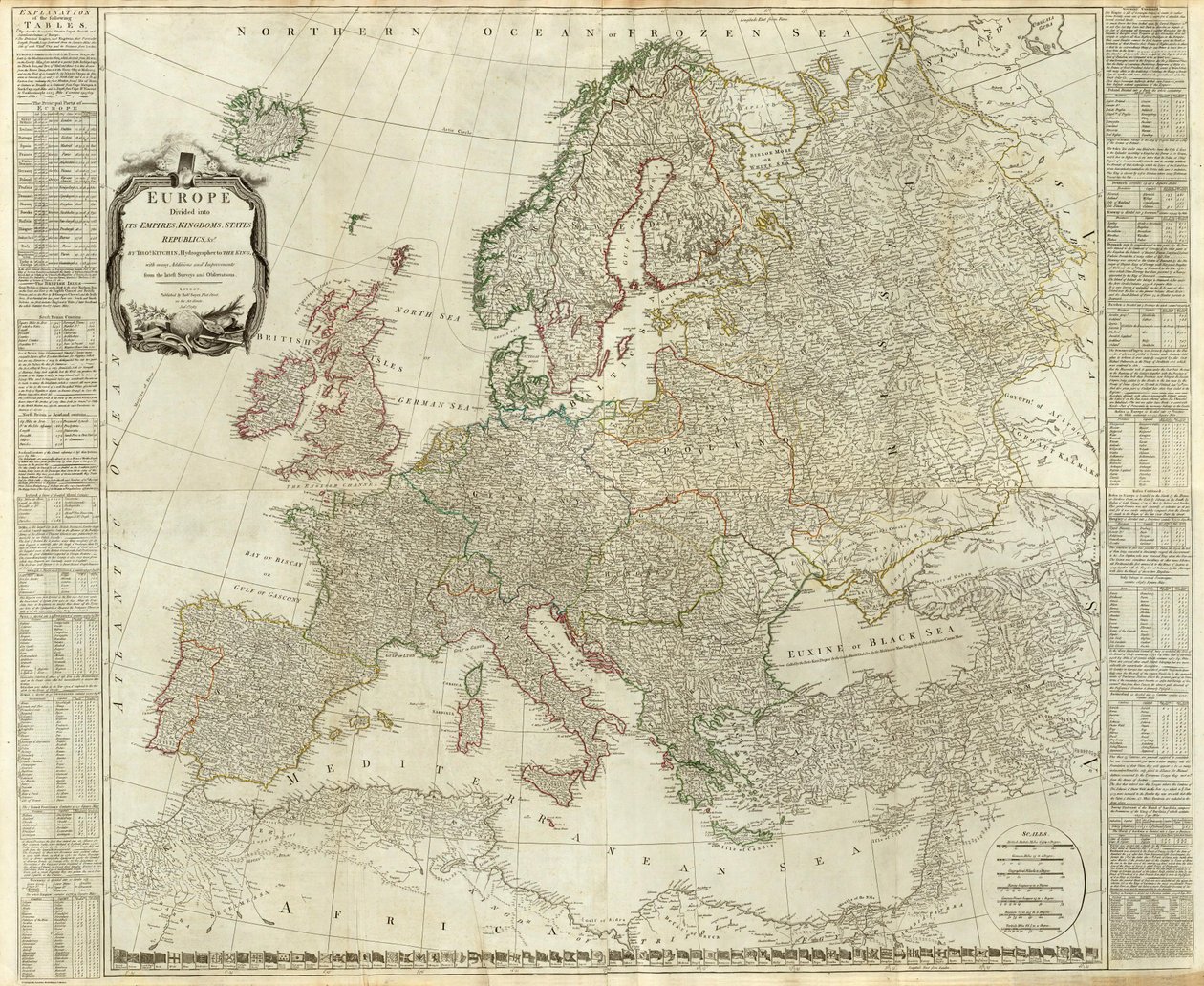 Europa podzielona na swoje imperia, królestwa, państwa, republiki autorstwa Thomas Kitchin