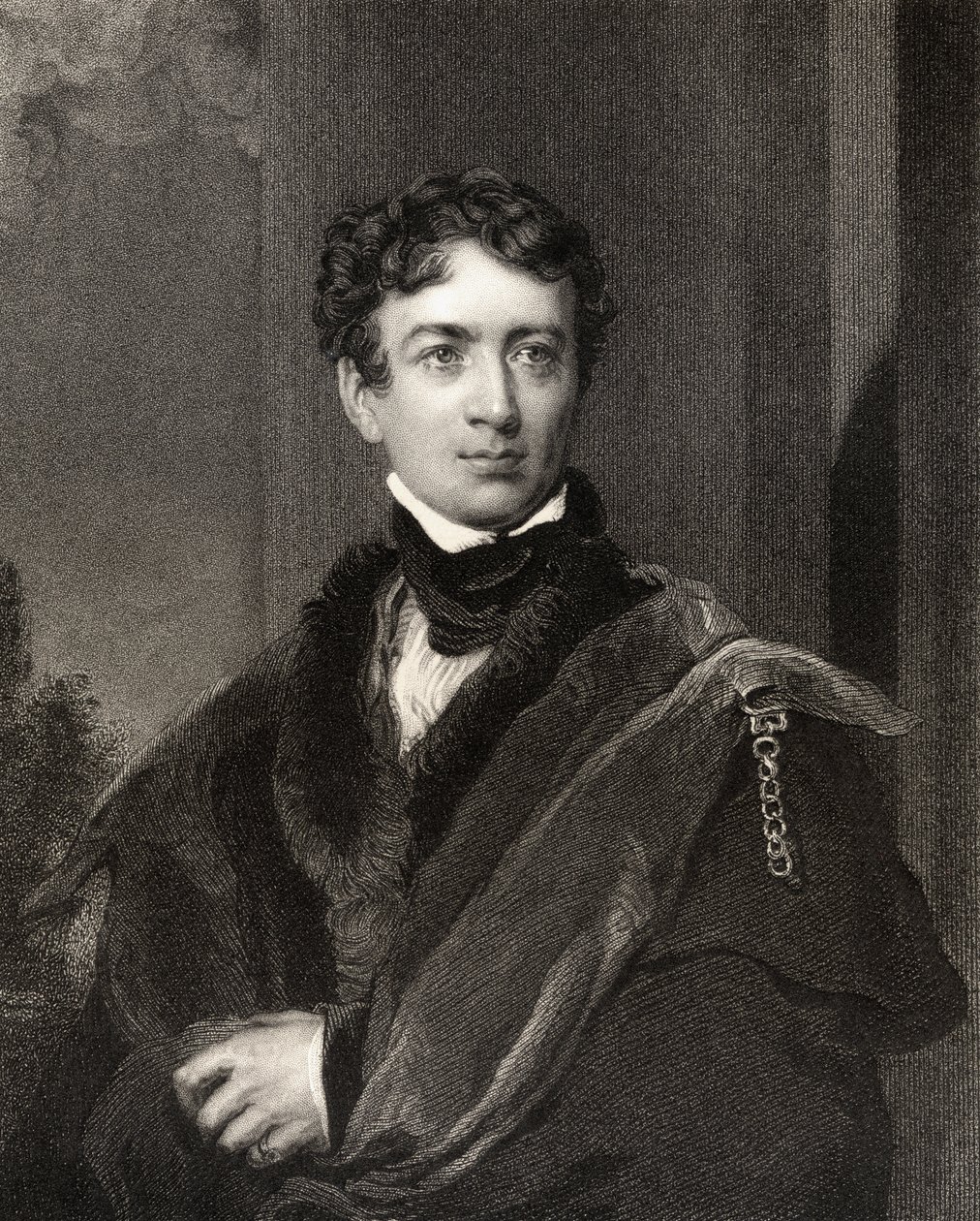 John George Lambton, 1. hrabia Durham, grawerowany przez Johna Cochrana (fl.1821-65), z „Narodowej Galerii Portretów, tom IV”, opublikowany ok. 1835 autorstwa Thomas Lawrence