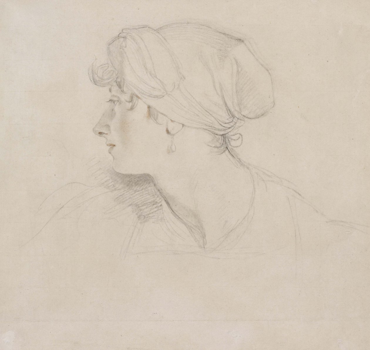 Pani Jens Wolff (kreda czarna, zmatowiona kredą czerwoną na cienkim papierze białym, na papierze japońskim) autorstwa Thomas Lawrence