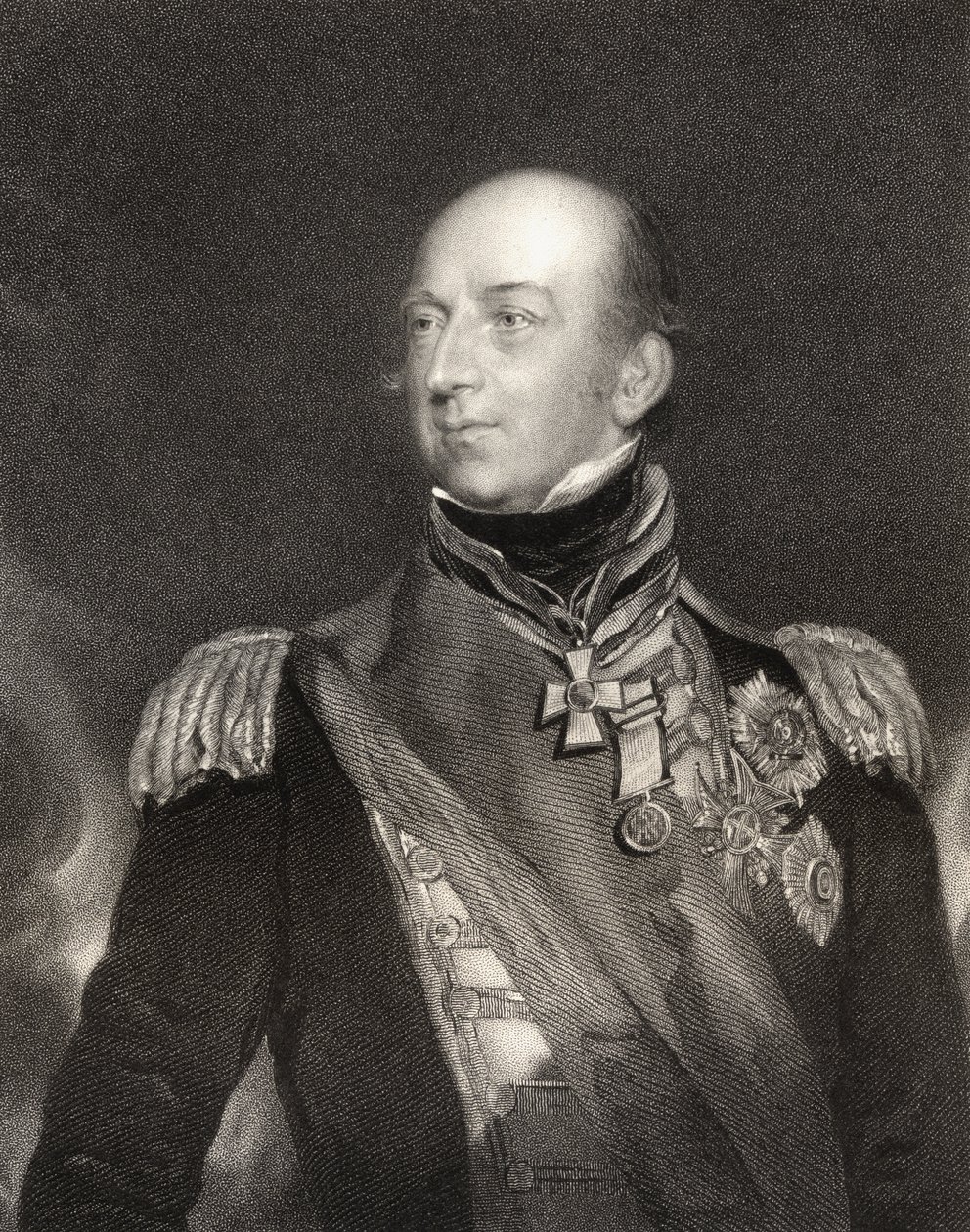 Sir Edward Codrington, admirał brytyjski, rycina J. Cochran (fl.1821-65), z „Narodowej Galerii Portretów, tom II”, wydana ok. 1835 autorstwa Thomas Lawrence