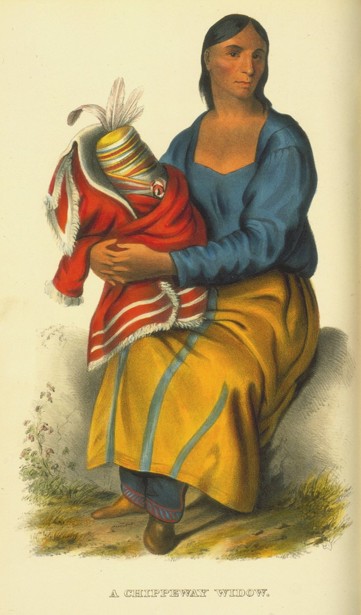 Wdowa po Chippewayu, 1854 r. (lito ręcznie kolorowane) autorstwa Thomas Loraine McKenney