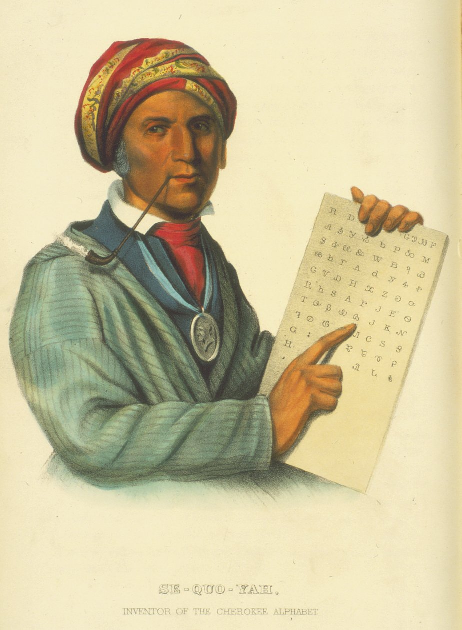 Se-Quo-Yah, 1848 (ręcznie kolorowana lito) autorstwa Thomas Loraine McKenney