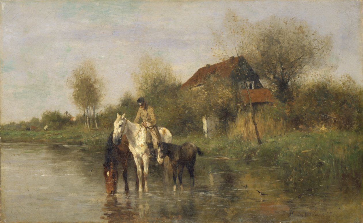 Konie w wodzie, 1877 autorstwa Thomas Ludwig Herbst