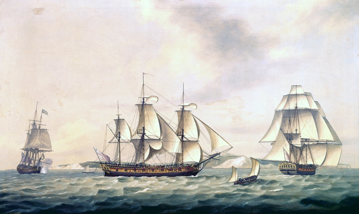 Jaskółka pakietowa East India Company, 1788 r autorstwa Thomas Luny