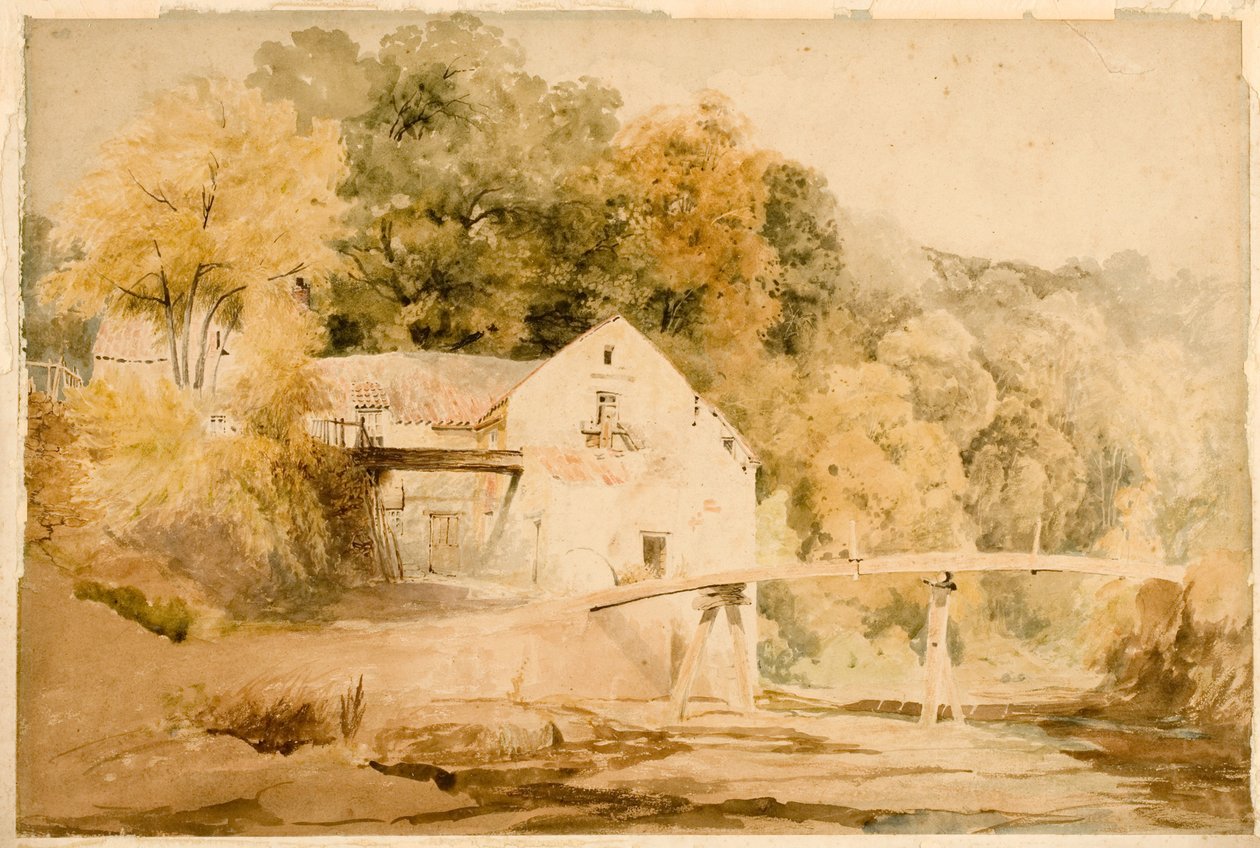 Stary młyn krzemienny na Ouseburn (kolor nadwozia) autorstwa Thomas Miles II Richardson