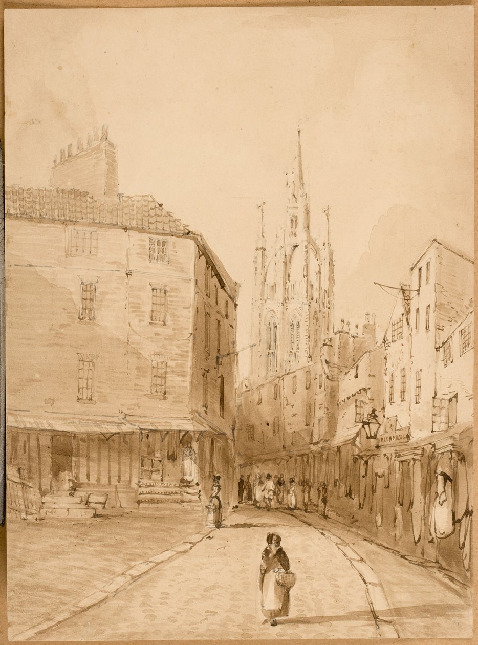 Castle Garth, Newcastle upon Tyne (tusz i ołówek na papierze) autorstwa Thomas Miles Richardson