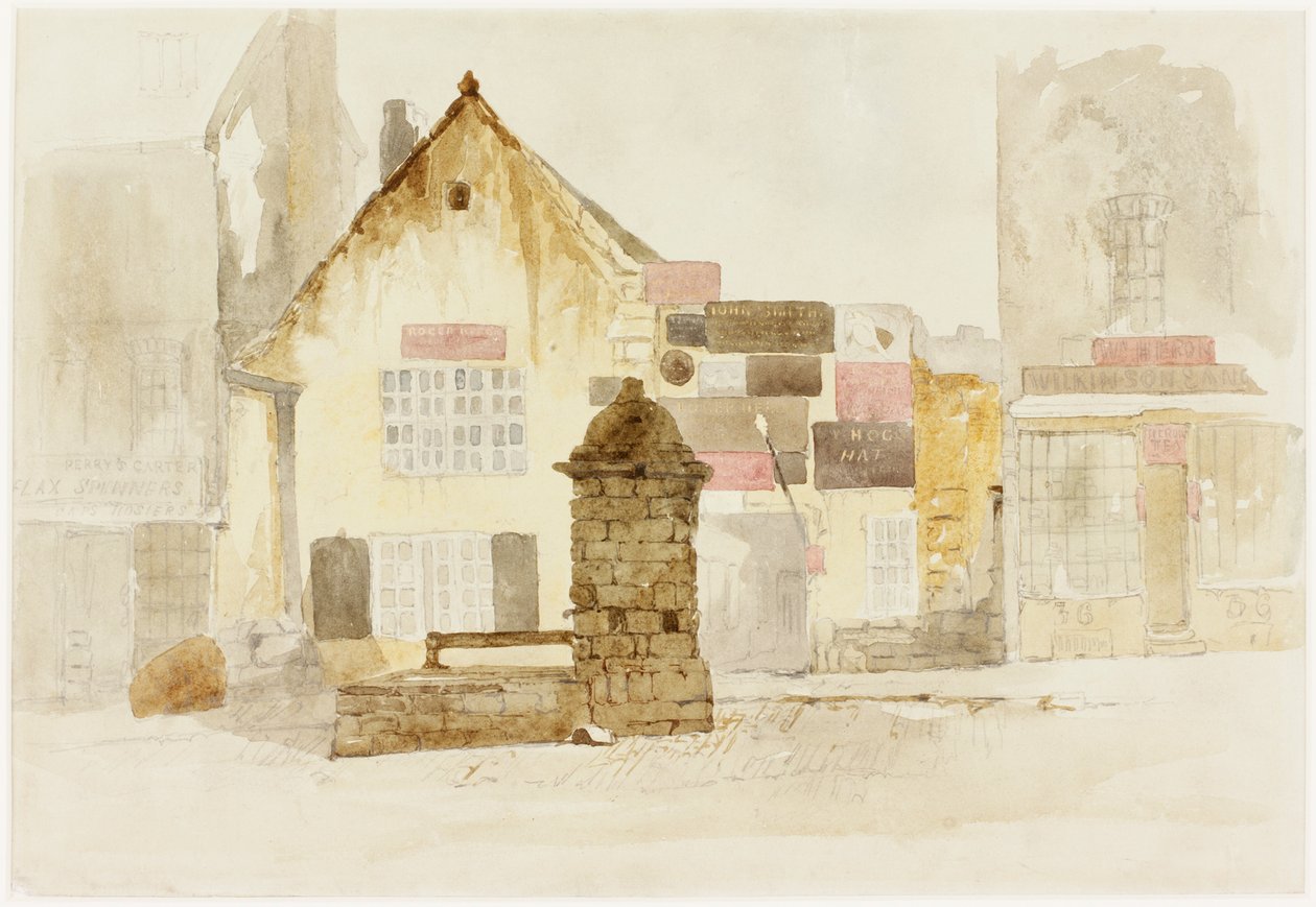 The Bigg Market, Newcastle upon Tyne (bc, ołówek i wc na papierze) autorstwa Thomas Miles Richardson