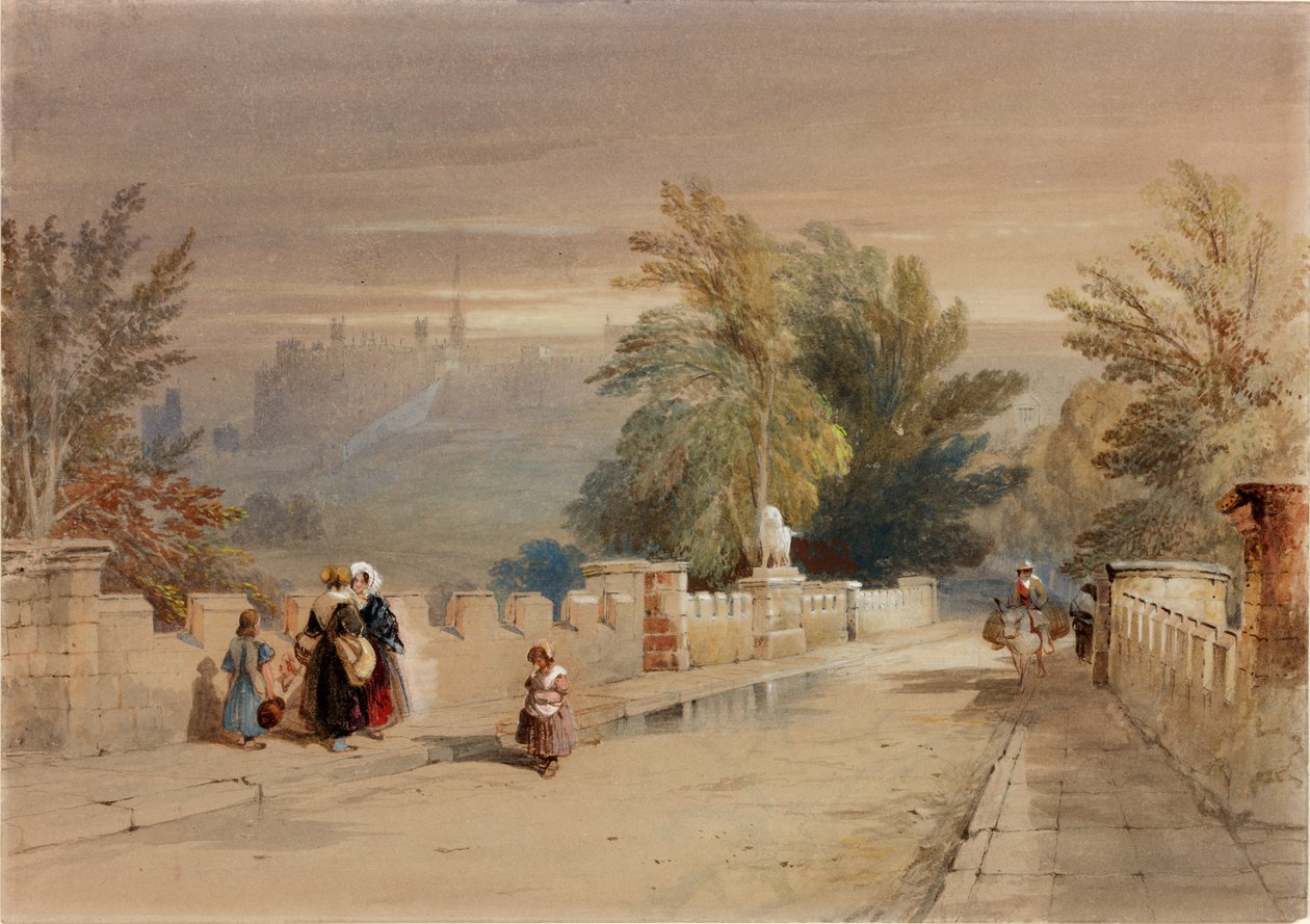 The Lion Bridge, Alnwick (bodycolour) autorstwa Thomas Miles Richardson