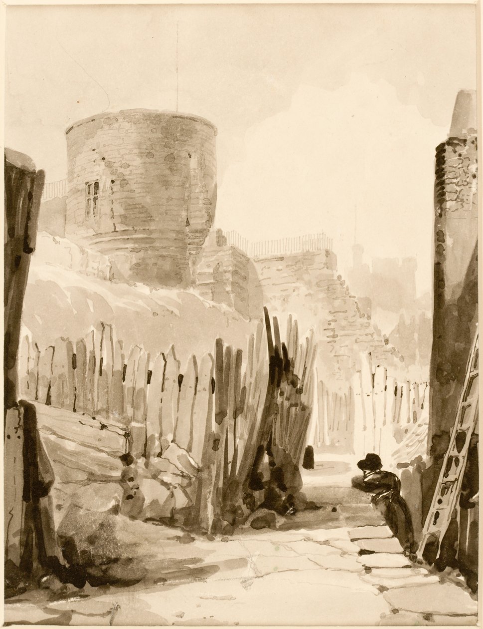 White Friar Tower, Newcastle upon Tyne (tusz (czarny) na papierze (na kartonie)) autorstwa Thomas Miles Richardson