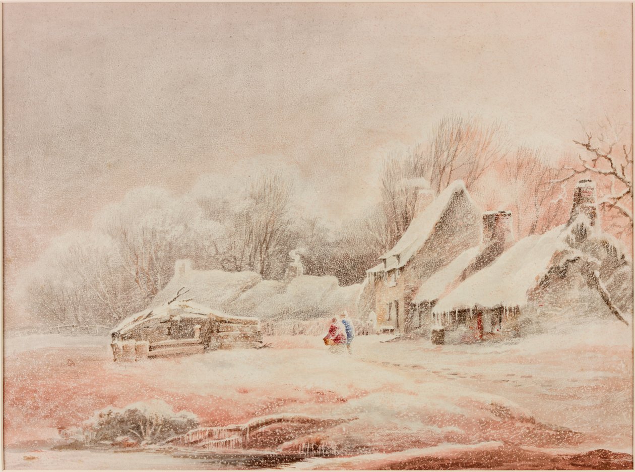 Scena zimowa (ołówek i akwarela na papierze) autorstwa Thomas Miles Richardson