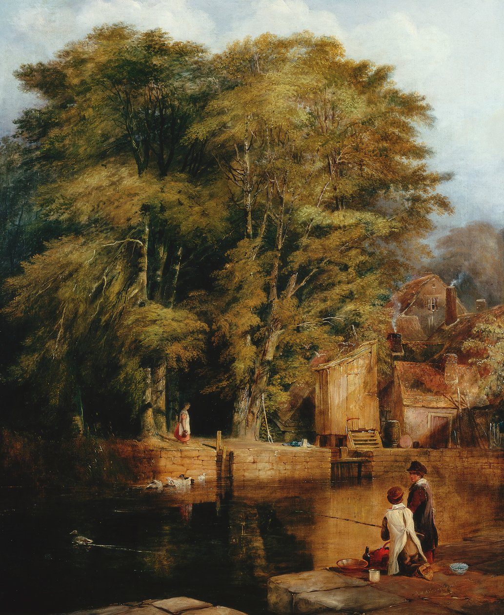 Młodzi wędkarze, most Barras autorstwa Thomas Miles Richardson