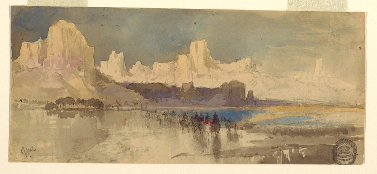 Rysunek, Kanion Rio Virgin, South Utah, 1873 autorstwa Thomas Moran
