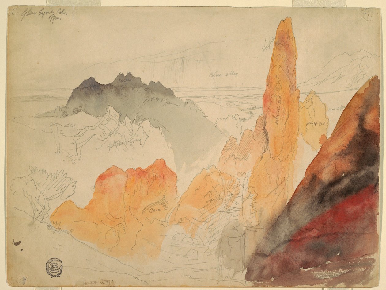 Rysunek, Glen Eyrie, Kolorado, 1892 autorstwa Thomas Moran