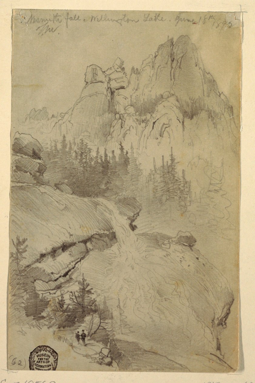 Rysunek, Nesmith Fall, Lake Wellington, Kolorado, 18 czerwca 1892 autorstwa Thomas Moran