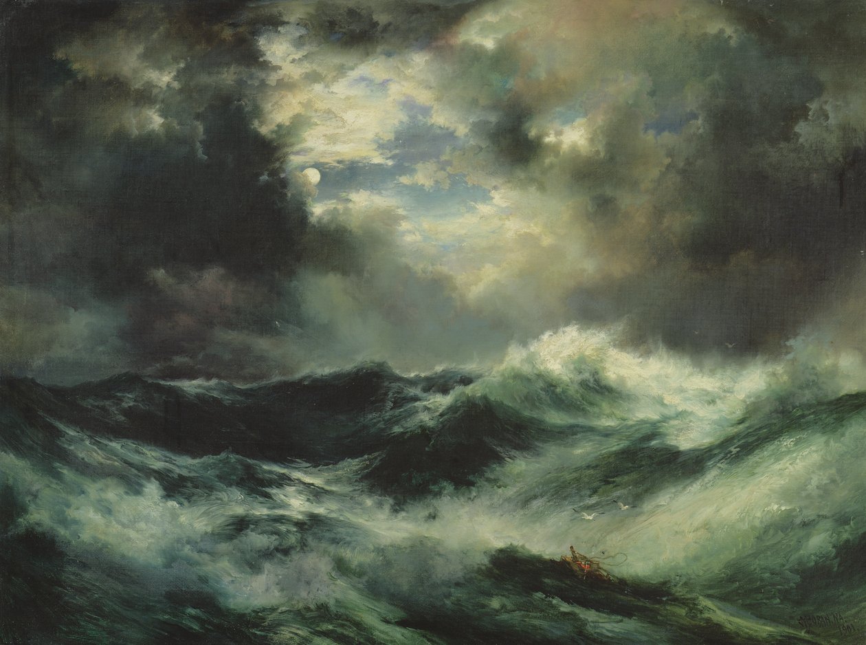 Księżycowy wrak statku na morzu, 1901 autorstwa Thomas Moran