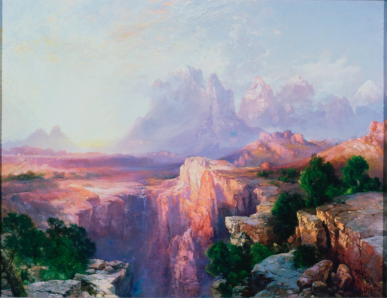 Skalne wieże Rio Virgin, 1908 autorstwa Thomas Moran