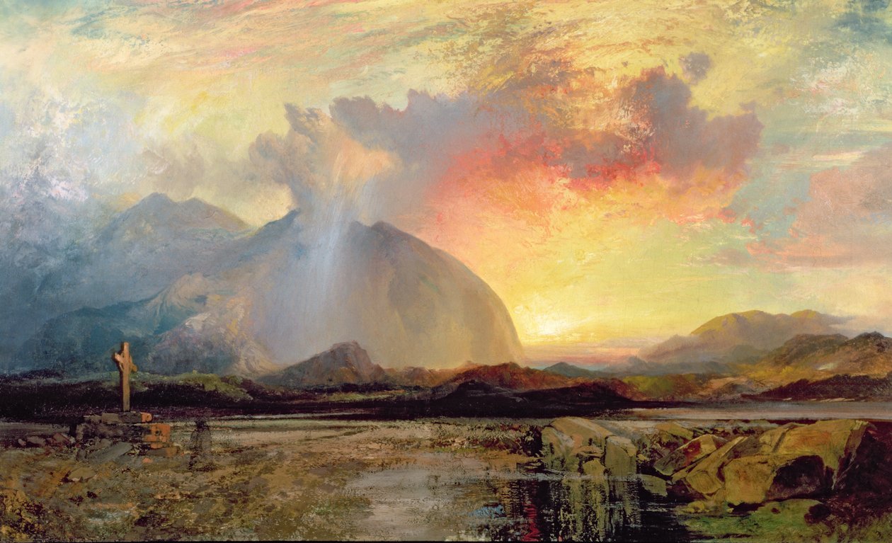 Nieszpory o zachodzie słońca przy Starym Rugged Cross autorstwa Thomas Moran