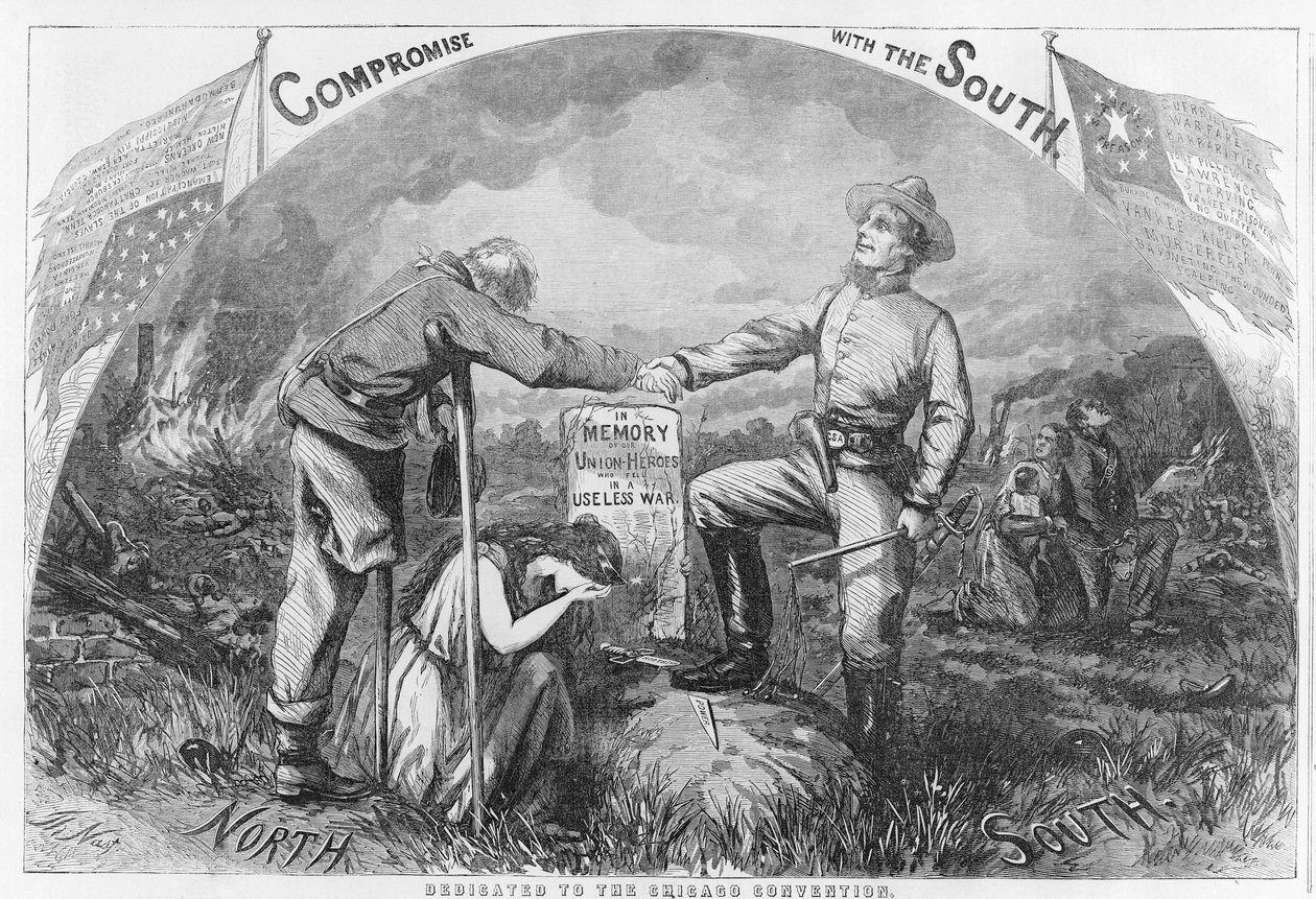 Kompromis z Południem - Oddany Konwencji Chicagowskiej, 1864 (drewno) autorstwa Thomas Nast