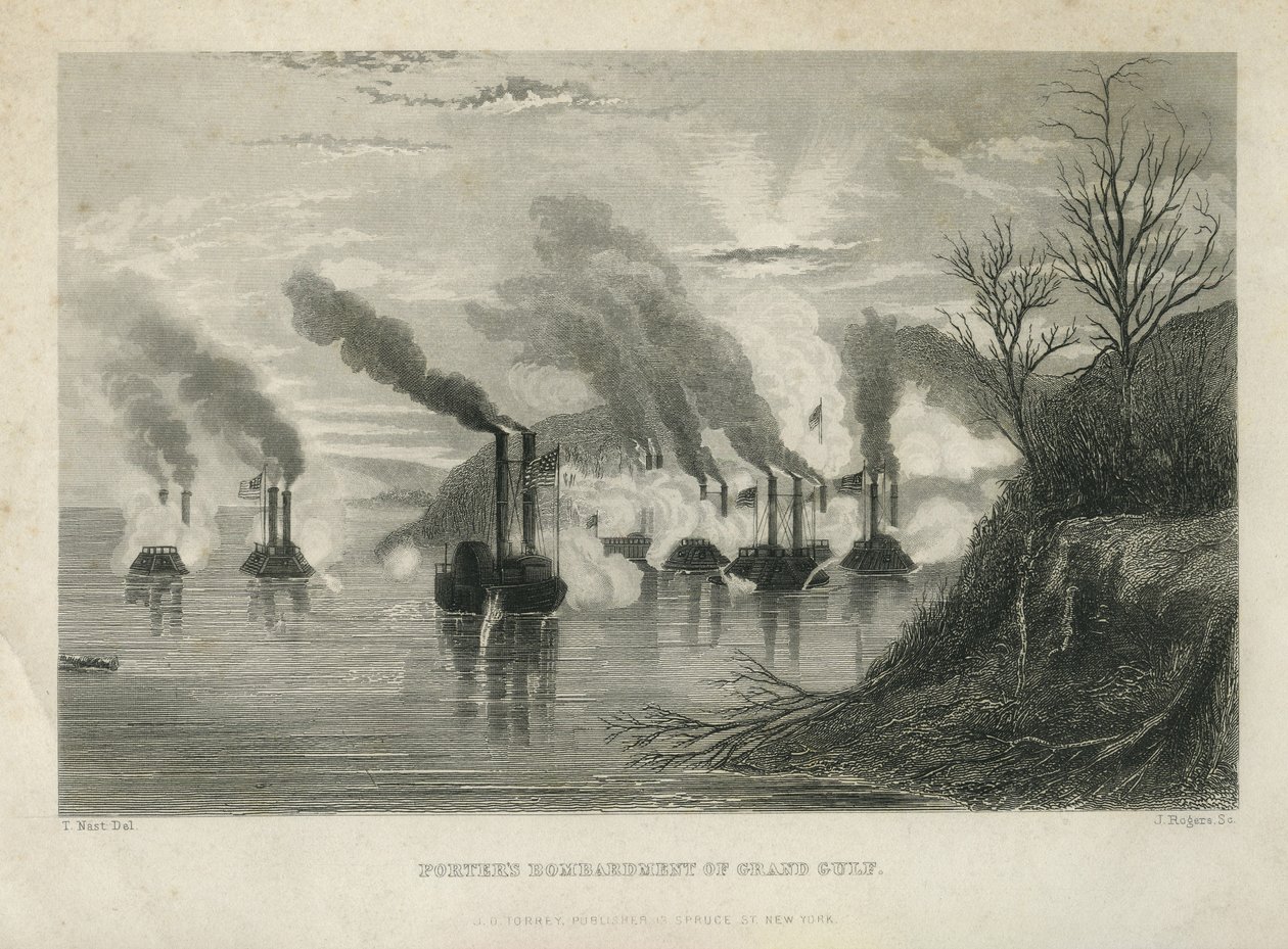 Bombardowanie Portera Wielkiej Zatoki, c.1863 autorstwa Thomas Nast