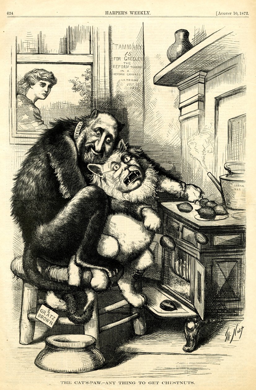 Kocia łapa - wszystko po kasztany, 1872 (drewno) autorstwa Thomas Nast