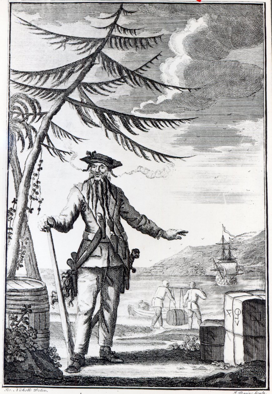 Kapitan Teach, powszechnie nazywany Czarnobrodym, ok. 1734 r. autorstwa Thomas Nicholls