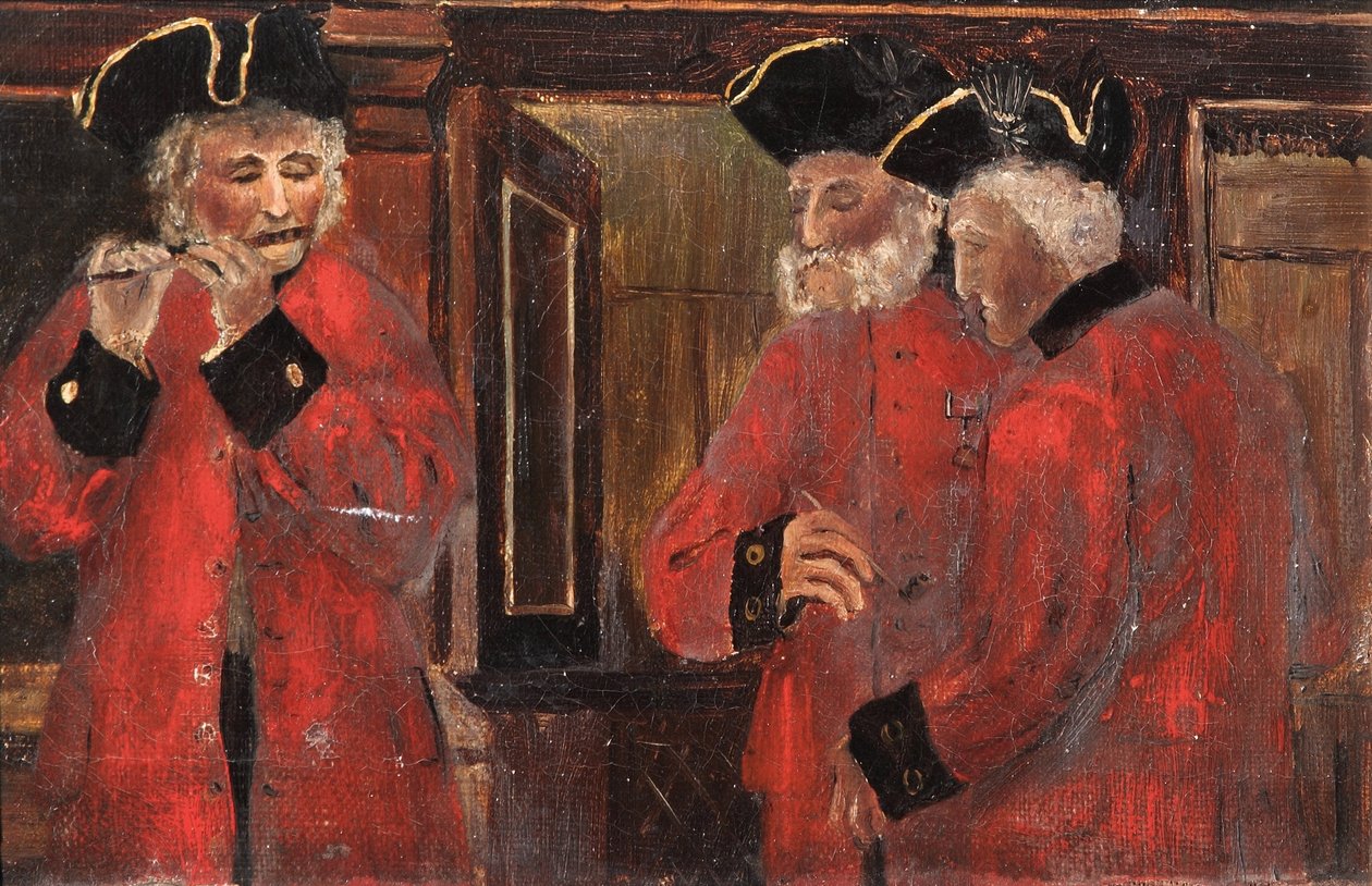 Trzech emerytów Chelsea na oddziale, 1885 autorstwa Thomas Parkins