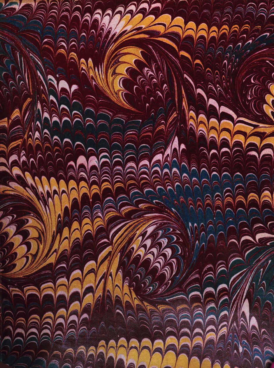 Paper Marbling Marbled paper z wewnętrznej strony przedniej okładki książki, Węże Australii, ilustrowany katalog (1869) autorstwa Thomas Richards