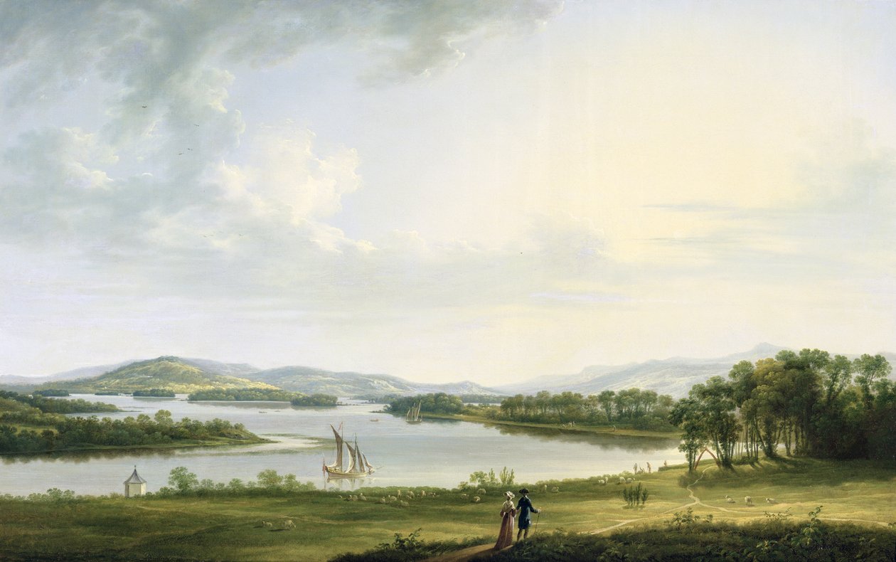 Widok Knock Ninney i część Lough Erne z Bellisle, hrabstwo Fermanagh, 1771 autorstwa Thomas Roberts
