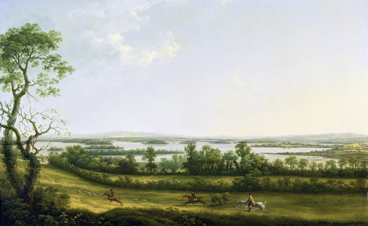 Lough Erne z Knock Ninney, z Bellisle w oddali, hrabstwo Fermanagh, Irlandia, 1771 r. autorstwa Thomas Roberts