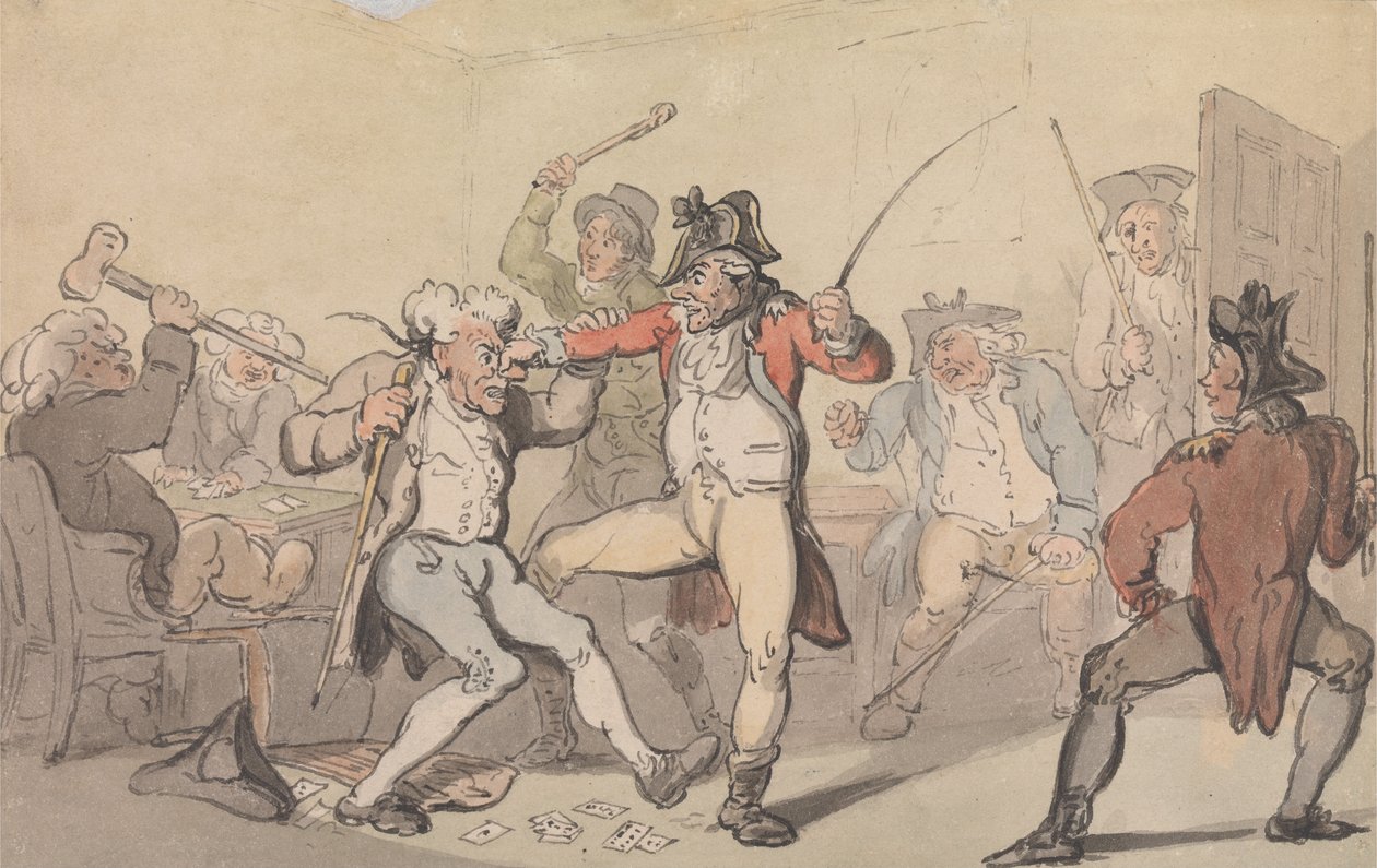 Wykryte karty sekrecji z czarną nogą autorstwa Thomas Rowlandson