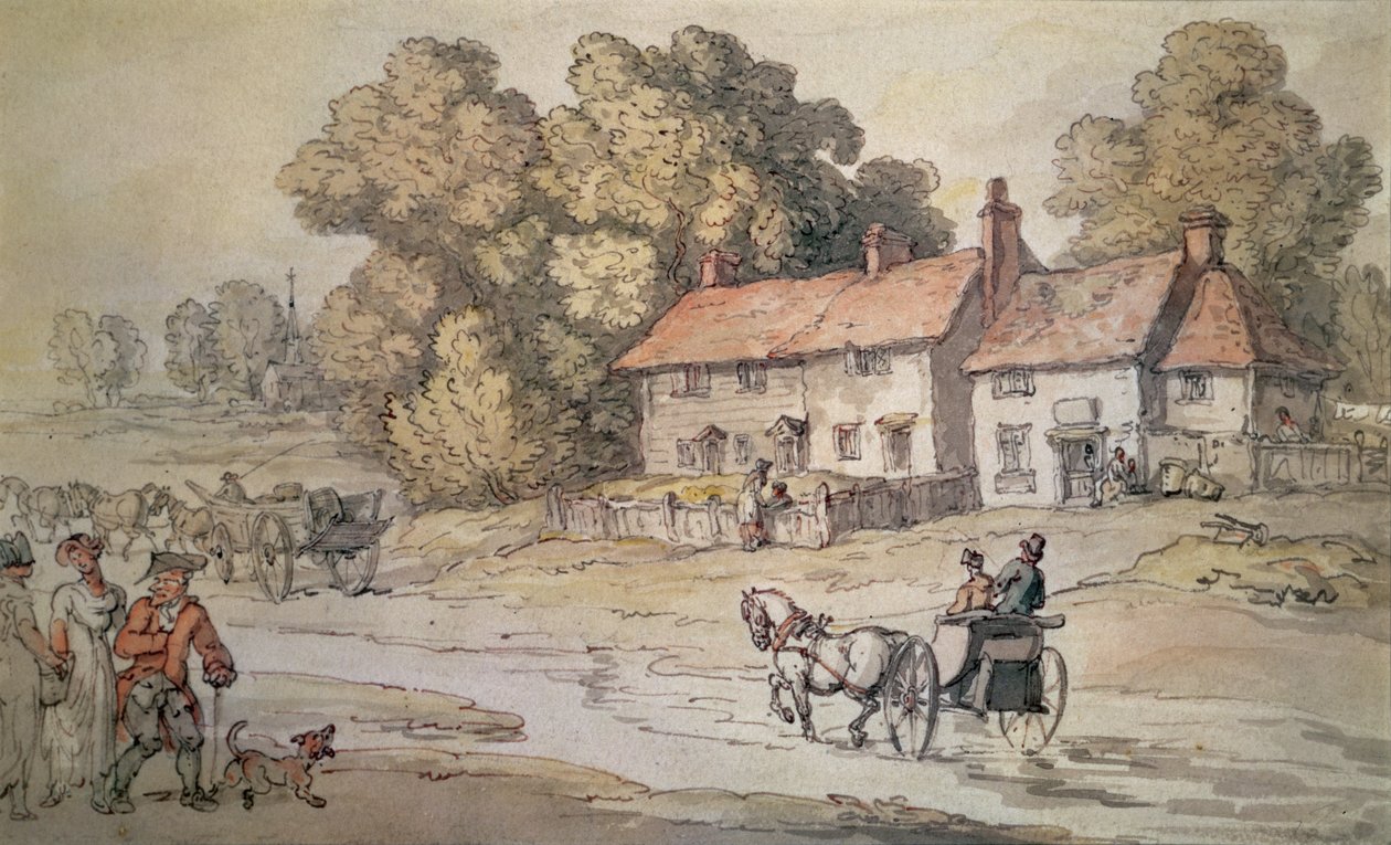 A Gig Fording a Stream autorstwa Thomas Rowlandson