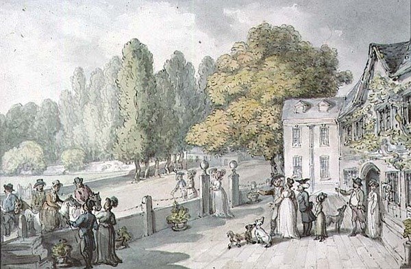 Dom z postaciami, dawniej znany jako The Green, Richmond autorstwa Thomas Rowlandson