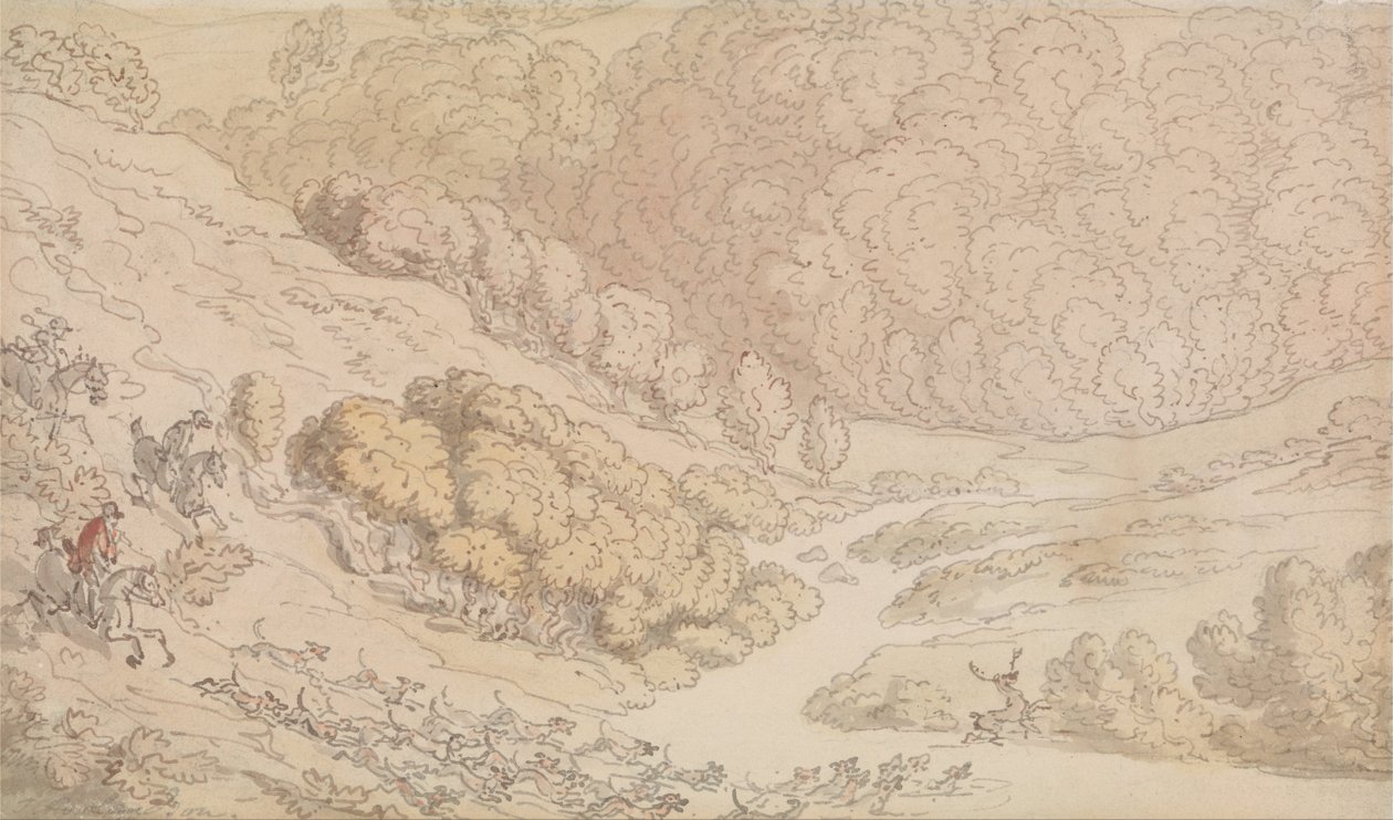 A Stag Hunt in the West Country autorstwa Thomas Rowlandson