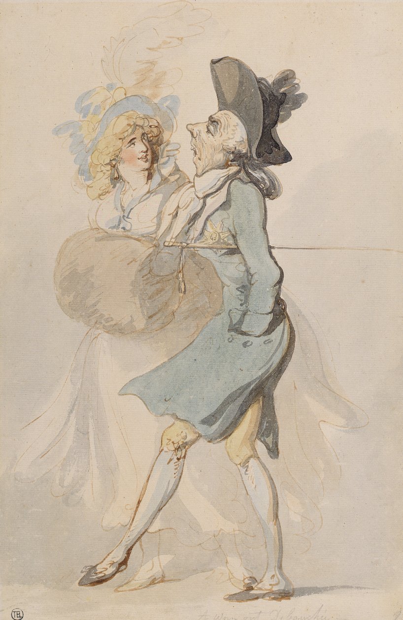 A Worn Out Debaucher, ok. 1790-95 (pióro i atrament i toaleta na papierze czerpanym) autorstwa Thomas Rowlandson
