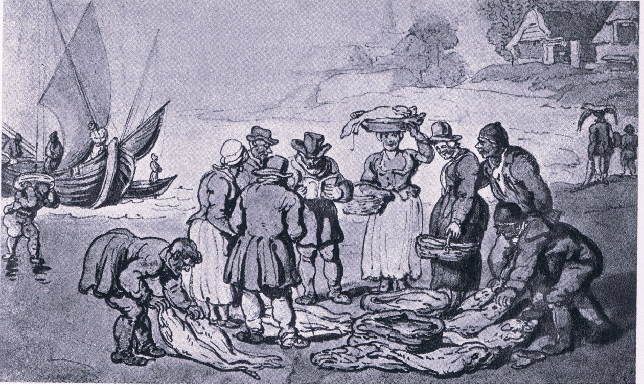 Targ rybny na plaży autorstwa Thomas Rowlandson