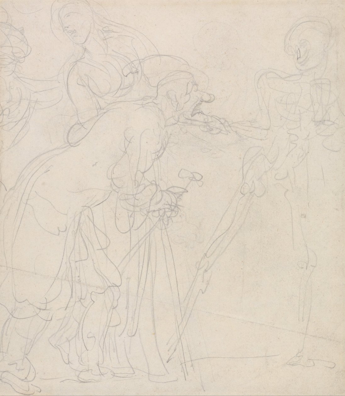 Stary człowiek wyśmiewany przez śmierć autorstwa Thomas Rowlandson