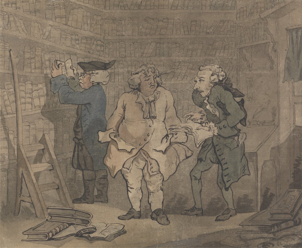 Księgarz i autor autorstwa Thomas Rowlandson
