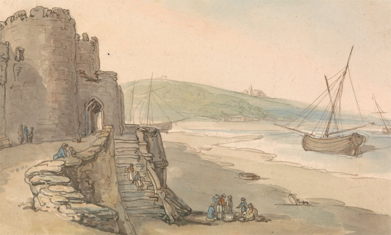 Zamek Caernarvon, wejście do wieży autorstwa Thomas Rowlandson