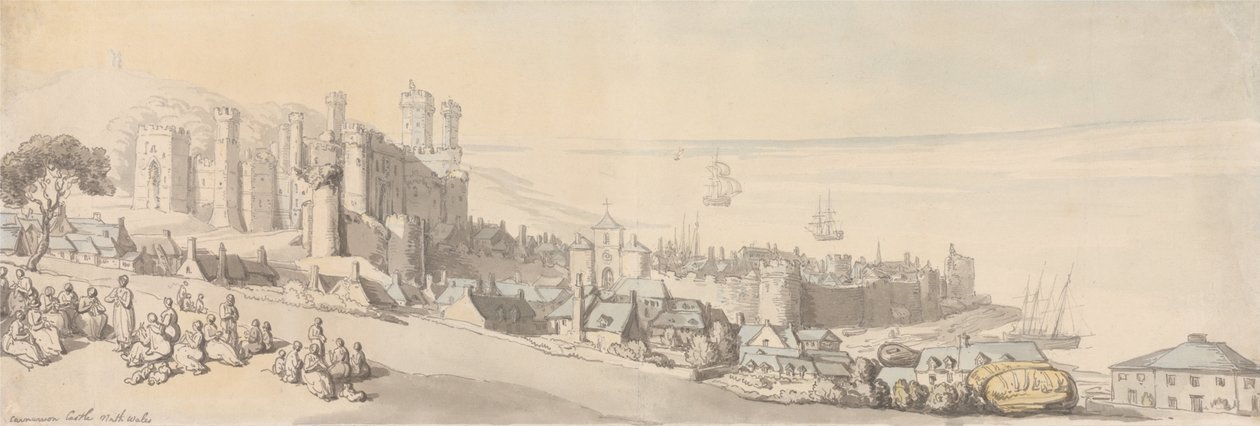 Zamek Carnarvon, Północna Walia autorstwa Thomas Rowlandson