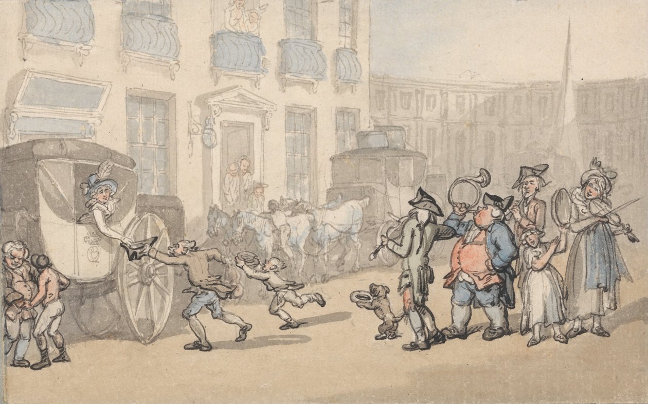Komfort kąpieli - przyjeżdżają autokary autorstwa Thomas Rowlandson