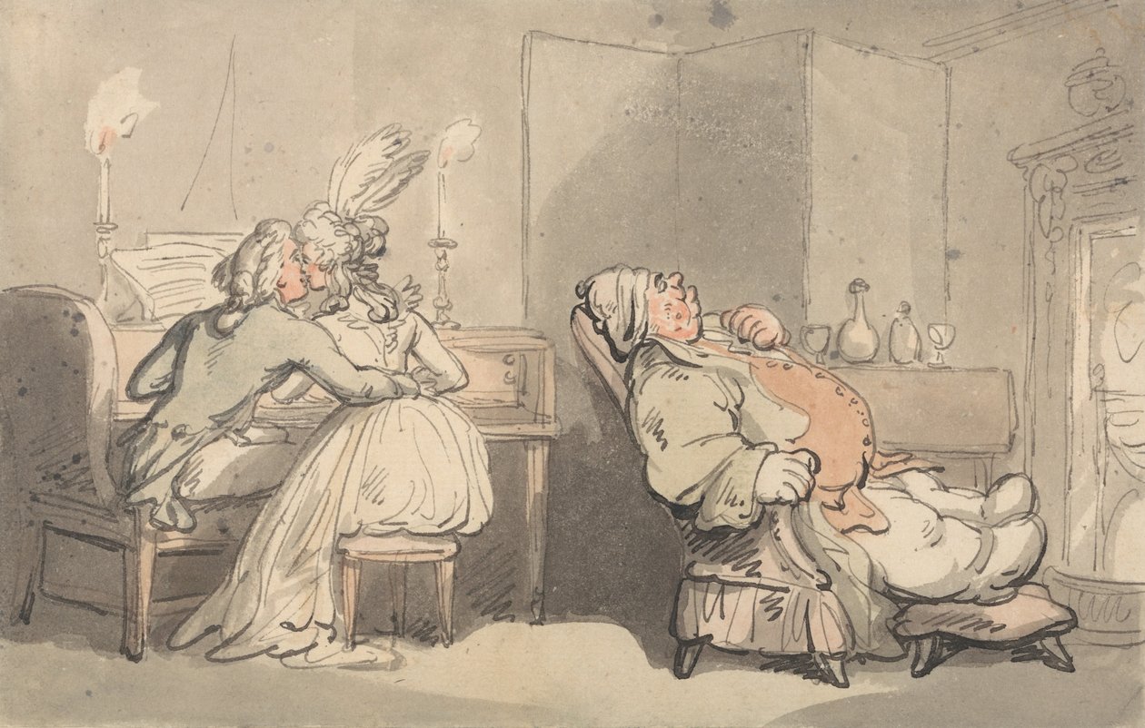 Komfort kąpieli - Mistrz muzyki autorstwa Thomas Rowlandson