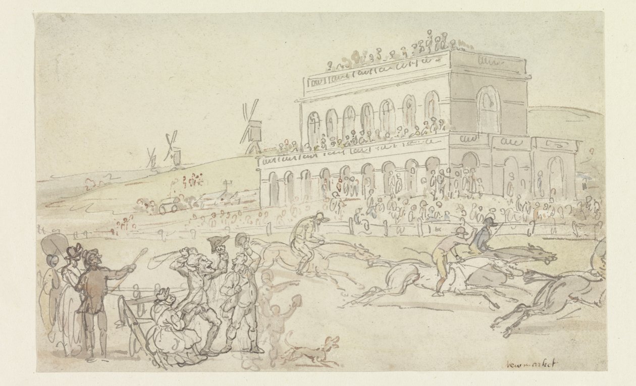 Doctor Syntax traci pieniądze na Race Ground w Yorku (pióro i atrament z toaletą na papierze) autorstwa Thomas Rowlandson