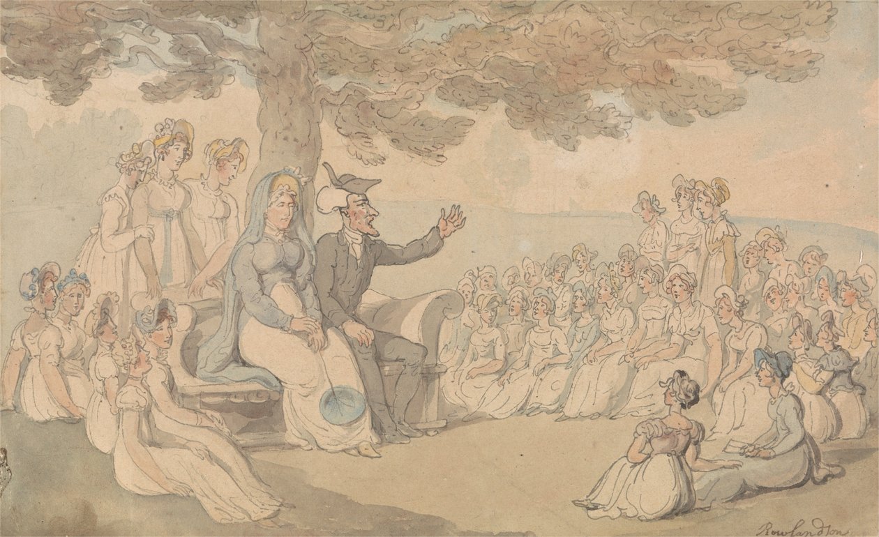 Dr Syntax odwiedza szkołę z internatem dla młodych kobiet autorstwa Thomas Rowlandson