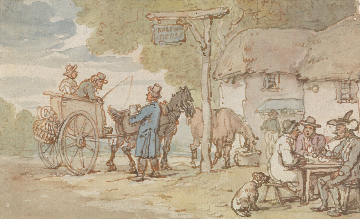 Dr Syntax przed Halfway House autorstwa Thomas Rowlandson
